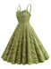 Green 1950s Floral Suspender Swing Dress, vintage dress, retro fashion, rockabilly, pin-up fashion - perfect for women who love vintage and retro fashion