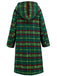 Green 1950s Gingham Plaid Hooded Coat - vintage fashion, retro style