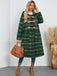 Green 1950s Gingham Plaid Hooded Coat - vintage fashion, retro style
