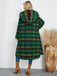 Green 1950s Gingham Plaid Hooded Coat - vintage fashion, retro style