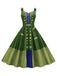 She slips into this Green 1950s Halloween Double Straps Patchwork Dress and suddenly it's a 1950s daydream