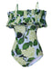 Green 1950s Hydrangea Floral Cold-Shoulder Swimsuit, vintage swimsuit, pin-up swimwear - perfect for women who love vintage and retro fashion