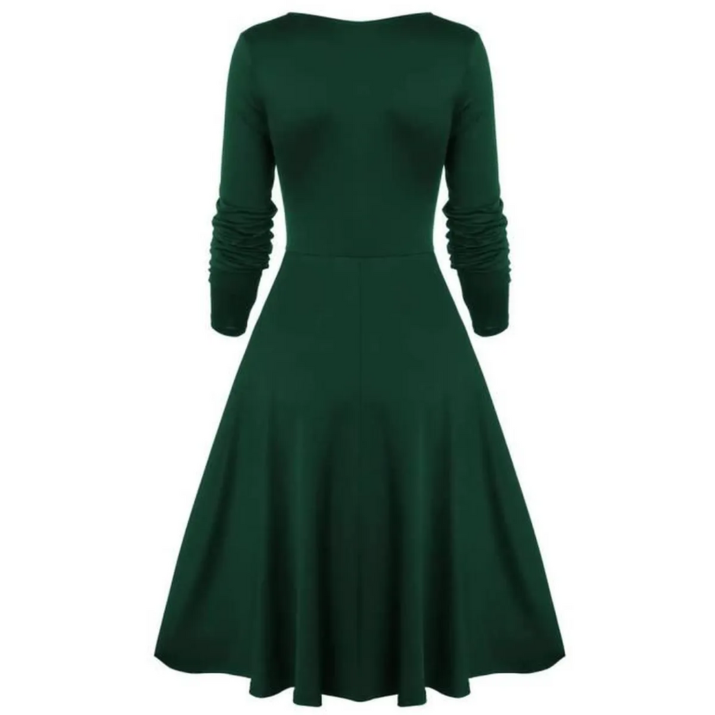1950s Lace Patchwork Bow-Knot Swing Dress Green | Size XL 1950s Lace Patchwork Bow-Knot Swing Dress Green | Size XL