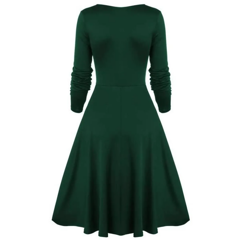 1950s Lace Patchwork Bow-Knot Swing Dress Green