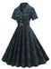 Green 1950s Lapel Plaids Swing Dress: where 1950s romance meets her modern spirit