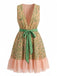 Green 1950s Leopard Sleeveless V-Neck Tie-Waist Tulle Dress - vintage dress, retro fashion, rockabilly, pin-up fashion for vintage lovers