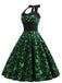 Green 1950s Lucky Clover Halter Patchwork Dress: where 1950s romance meets her modern spirit