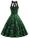 This Green 1950s Lucky Clover Halter Patchwork Dress wraps her in 1950s elegance, one twirl at a time