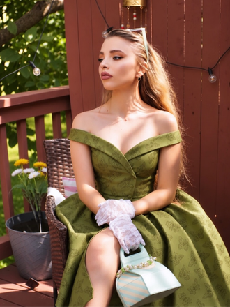 Green 1950s Off-Shoulder Vintage Dress, vintage dress, retro fashion, rockabilly, pin-up fashion - perfect for women who love vintage and retro fashion
