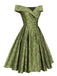 Green 1950s Off-Shoulder Vintage Dress — the kind of 1950s dress that makes strangers smile