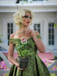She slips into this Green 1950s Off-Shoulder Vintage Dress and suddenly it's a 1950s daydream