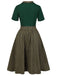 Green 1950s Plaid Patchwork Lapel Dress, vintage dress, retro fashion, rockabilly, pin-up fashion - perfect for women who love vintage and retro fashion