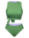 She's wearing Green 1950s Polka Dots Bow Swimsuit and the whole beach remembers the 1950s