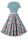 Green 1950s Rose Patchwork Tie Collar Dress, vintage dress, retro fashion, rockabilly, pin-up fashion - perfect for women who love vintage and retro fashion