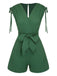 Green 1950s Solid Belt V-Neck Romper, vintage romper, retro jumpsuit - perfect for women who love vintage and retro fashion