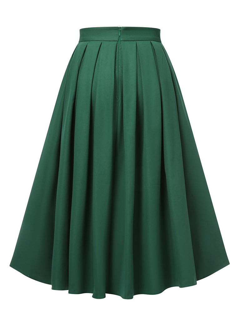 Green 1950s Solid Pleated Skirts: timeless style reimagined