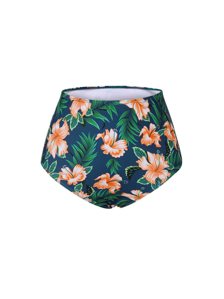 Green 1950s Spaghetti Strap Floral Swimsuit — because 1950s glamour never goes out of style