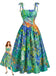 Green 1950s Spaghetti Strap Oil Painting Floral Dress, vintage dress, retro fashion, rockabilly, pin-up fashion - perfect for women who love vintage and retro fashion