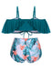 Green 1950s Strap Floral Ruffles Swimsuit — because 1950s glamour never goes out of style