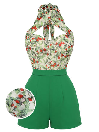 Green 1950s Strawberry Halter Romper: timeless style reimagined