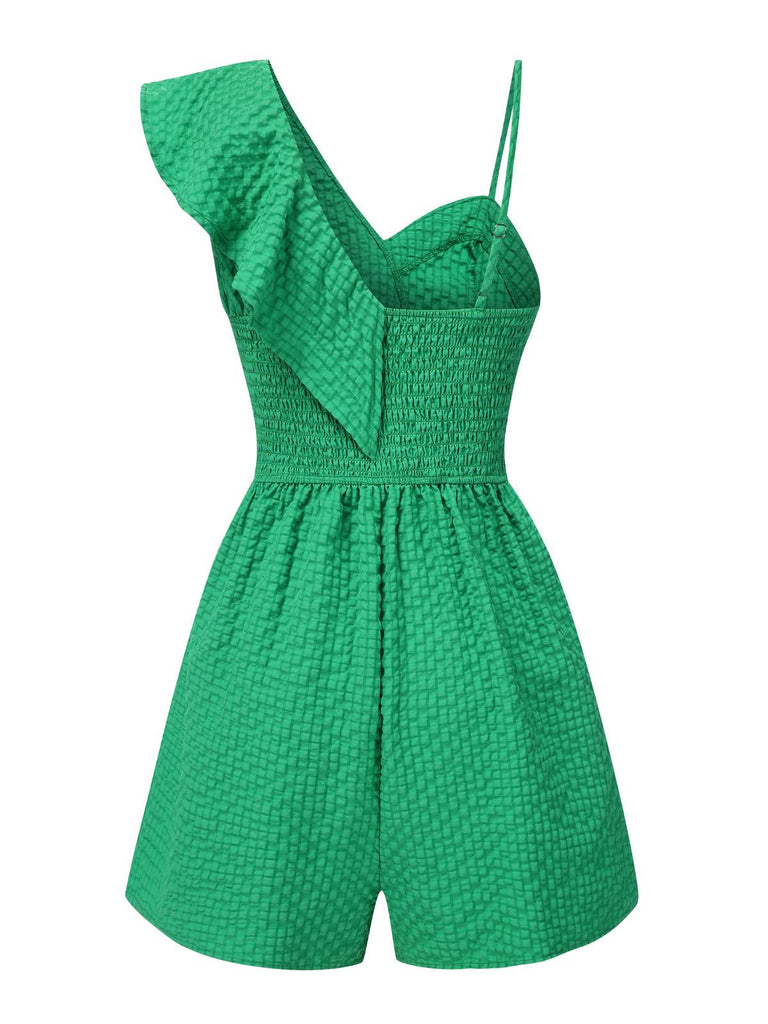 1950s Suspender Ruffle Sleeves Textu | 1950s | vintage romper, retro jumpsuit