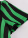 This Green 1950s Tie Neck Button Black Stripes Dress wraps her in 1950s elegance, one twirl at a time