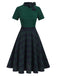 Green 1950s Tie Neck Plaids Patchwork Dress, vintage dress, retro fashion, rockabilly, pin-up fashion - perfect for women who love vintage and retro fashion