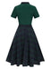 Green 1950s Tie Neck Plaids Patchwork Dress, vintage dress, retro fashion, rockabilly, pin-up fashion - perfect for women who love vintage and retro fashion