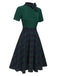 Green 1950s Tie Neck Plaids Patchwork Dress, vintage dress, retro fashion, rockabilly, pin-up fashion - perfect for women who love vintage and retro fashion