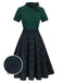 Green 1950s Tie Neck Plaids Patchwork Dress, vintage dress, retro fashion, rockabilly, pin-up fashion - perfect for women who love vintage and retro fashion