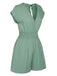 Green 1950s V-Neck Smocked Cap Sleeves Romper, vintage romper, retro jumpsuit - perfect for women who love vintage and retro fashion