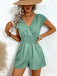 She finds her 1950s story in this Green 1950s V-Neck Smocked Cap Sleeves Romper
