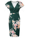 She slips into this Green 1960s Cap Sleeves Floral Pencil Dress and suddenly it's a 1960s daydream