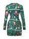 Green 1960s Christmas Pattern Bodycon Dress - vintage dress, retro fashion