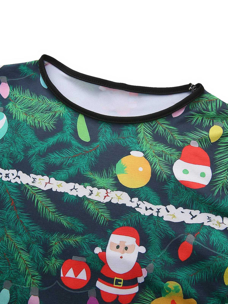 Green 1960s Christmas Pattern Bodycon Dress - vintage dress, retro fashion