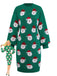 Green 1960s Christmas Santa Claus Sweater Dress - vintage dress, retro fashion