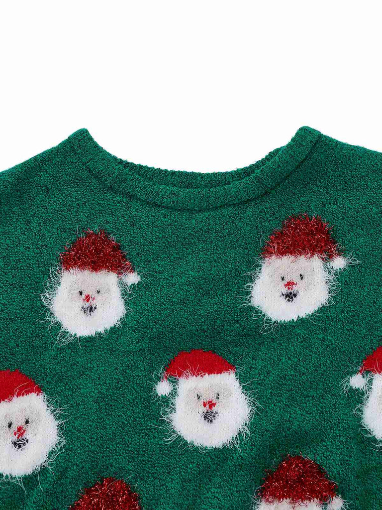 Green 1960s Christmas Santa Claus Sweater Dress - vintage dress, retro fashion