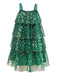 Green 1960s Christmas Tree Pom-Pom Balls Mesh Dress - vintage dress, retro fashion