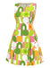Green 1960s Geometric Print Round Neck Shift Dress - vintage dress, retro fashion