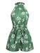 She adds this Green 1960s Halter Plants Belted Romper and suddenly it's 1960s perfection
