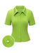 She pairs this Green 1960s Lapel Knitted Solid Blouse with confidence and 1960s charm