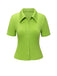 Green 1960s Lapel Knitted Solid Blouse: a 1960s classic that whispers rather than shouts