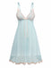 She slips into this Green 1960s Mesh Lace Patchwork Bow Straps Nightdress and suddenly it's a 1960s daydream