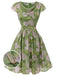 Green 1960s Oil-Painting Rose Dress — vintage elegance for the modern woman