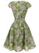 Green 1960s Oil-Painting Rose Dress: timeless style reimagined