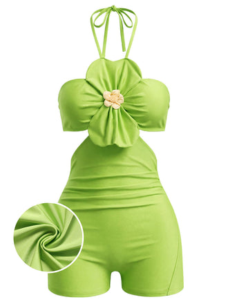 [Pre-Sale] Green 1960s One Piece Pleated Swimsuit