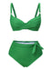 She's wearing Green 1960s Pleated Solid Swimsuit and the whole beach remembers the 1960s