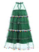 Green 1960s Pom-Pom Christmas Tree Dress: where 1960s romance meets her modern spirit