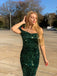She slips into this Green 1960s Sequins Off-Shoulder Pencil Dress and suddenly it's a 1960s daydream