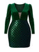 Green 1960s Seuqins V-Neck Velvet Bodycon Dress - vintage dress, retro fashion